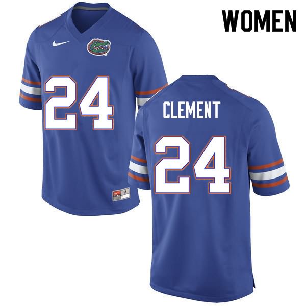 Women's NCAA Florida Gators Iverson Clement #24 Stitched Authentic Nike Blue College Football Jersey QFM6665IS